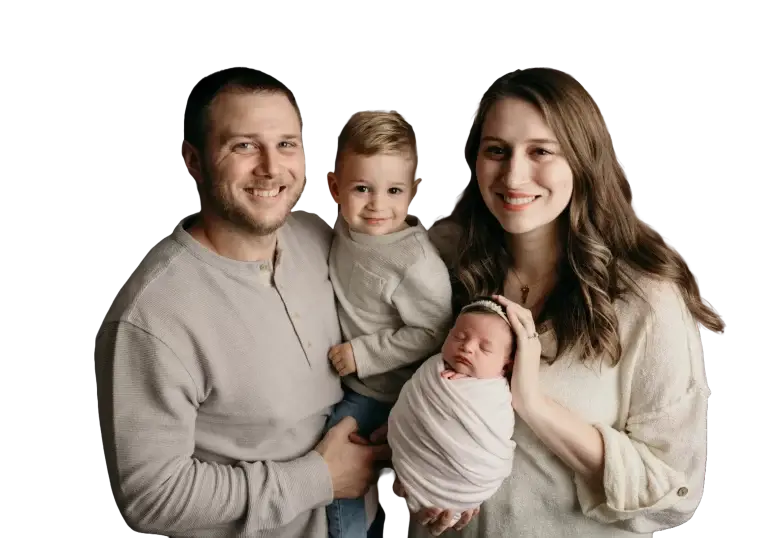 Drew Heberer With His Wife And Their Two Young Children